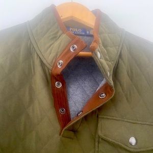 Polo Ralph Lauren Men’s Green/Grey Quilted 1/2 Snap Button Pullover Sweater